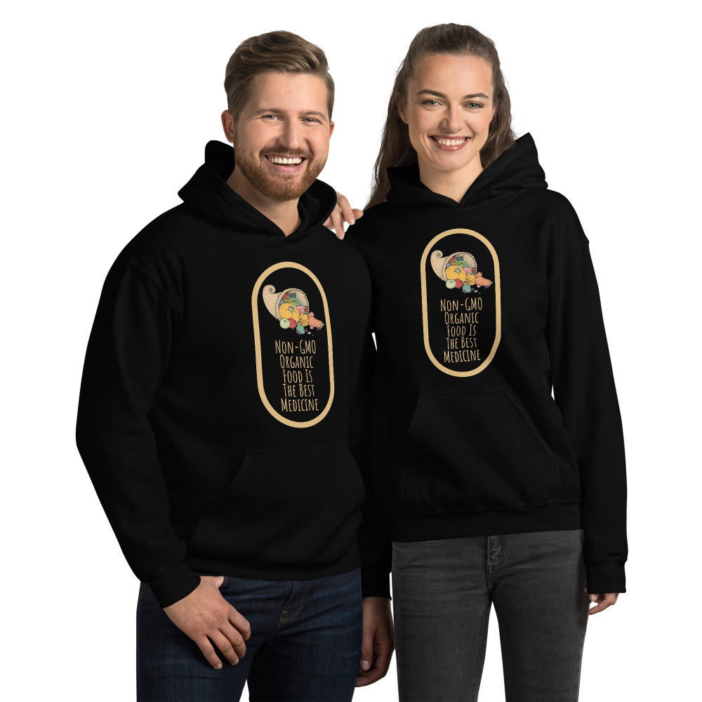 Non-GMO Organic Food Is The Best Medicine Hoodie - Black Color - https://ascensionemporium.net